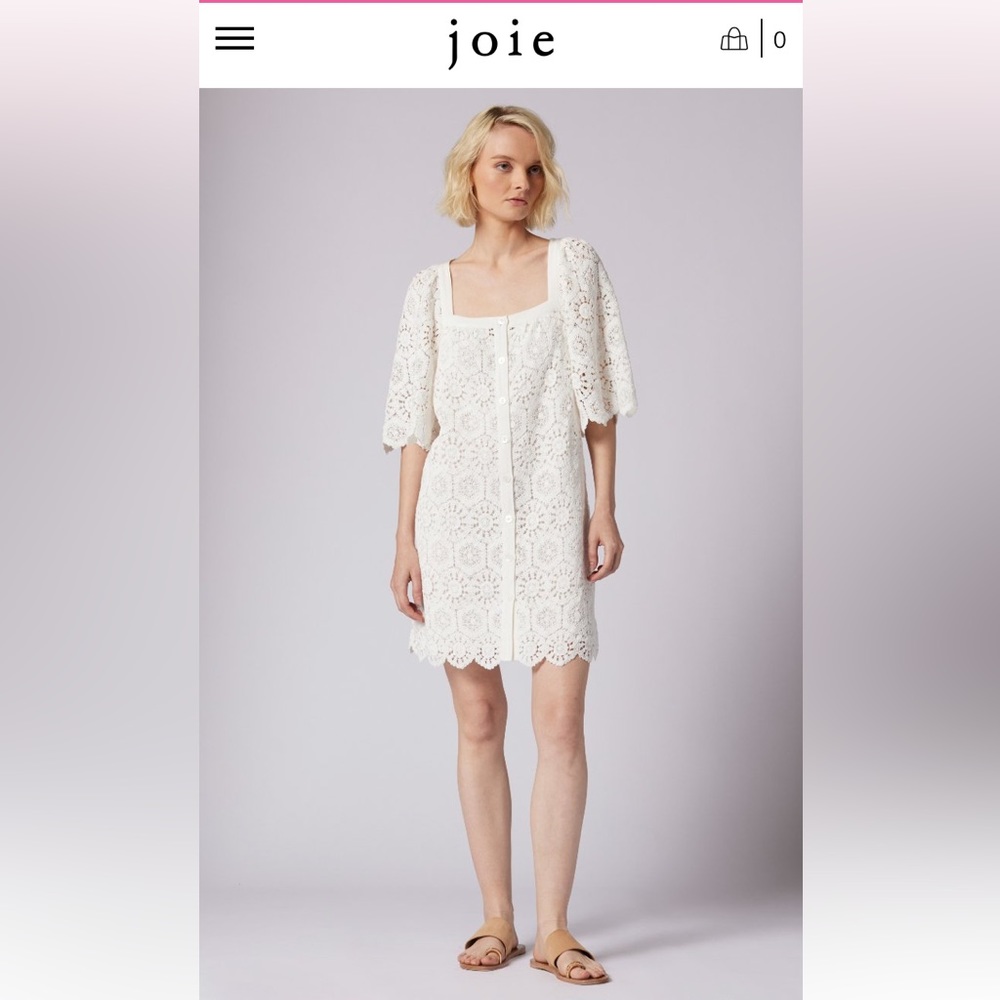 [BNWT] LEONA MINI CROCHET COTTON DRESS white size s